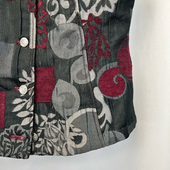 Christopher & Banks Womens Vest Multicolor Floral Waist Length Buttons Collar S - Picture 8 of 11